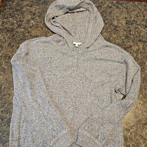 Fat Face women's marled gray/navy three- button sweater